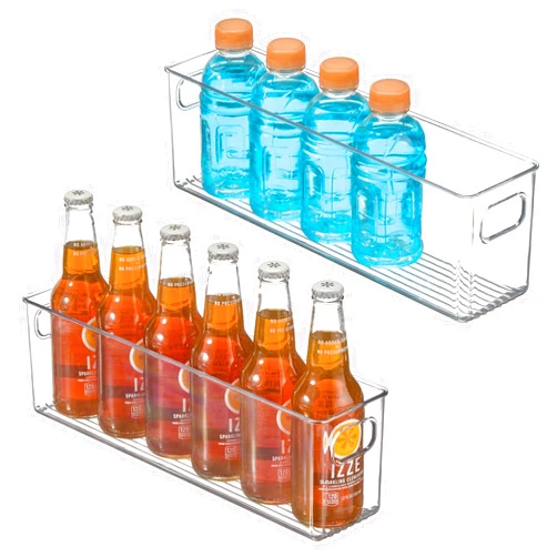 mDesign Plastic Kitchen Organizer - Storage Holder Bin with Handles for Pantry, Cupboard, Cabinet, Fridge/Freezer, Shelves, and Counter - Holds Canned Food, Snacks - 2 Pack - Clear