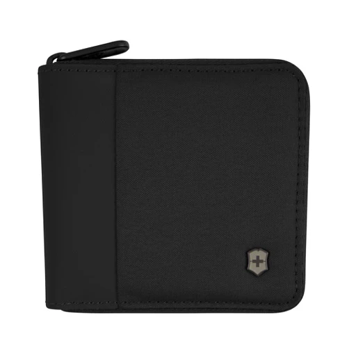 Victorinox Travel Essentials, Zip-Around Wallet, RFID Wallet with Bill Compartment, Card Slots, ID Window and Coin Pocket - Black