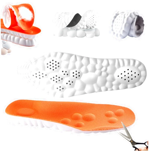 Donpesho 4D Insoles - 4D Cloud Technology Insole - Super Soft, Ultra Comfort Insoles, Plantar Fasciitis Insoles, 4D Sports Shoes Insoles, Acupoint Massage Insole for Foot & Joint Support (Orange, 9-10)