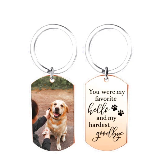 Funnylife Personalized Dog Memorial Photo Keychain Stainless Steel Custom Pet Memory Keychain Loss of Dog Sympathy Gifts