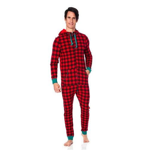 KicKee Pants KICKEE Celebrations Adult Fleece Jumpsuit with Hood, Unisex Loungewear and Sleepwear for Men and Women, Family Matching