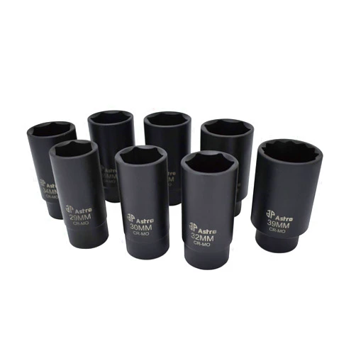 Astro Pneumatic Tool 78866 6 Point Axle Nut Socket Set 8 Pieces