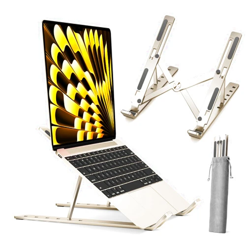 ivoler Laptop Stand, Laptop Holder Riser Computer Tablet Stand, 6 Angles Adjustable Aluminum Ergonomic Foldable Portable Desktop Holder Compatible with MacBook,iPad, HP, Dell10-15.6” Starlight