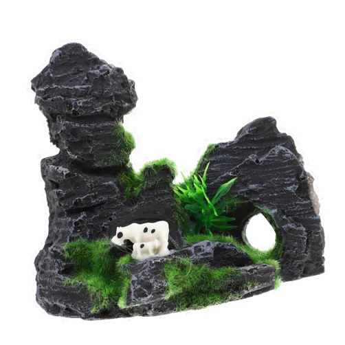 Generic Pavilion to Avoid Tree Hole Fish Tank Rock Cave Axolotl Tank Accessories Automatic Fish Feeder Underwater Mountain Models Aquarium Landscape Betta Hideout Caves Sea Pot Resin