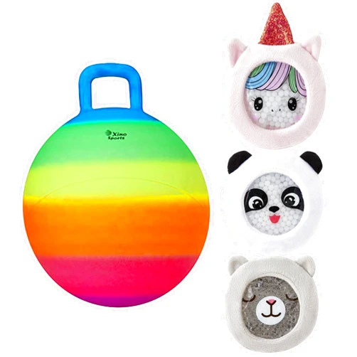 Xino Sports Rainbow Hopping Ball and Ice Packs Bundle