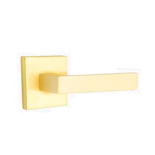 EMTEK Concealed Fastener Square Rosette Passage Set with Matching Finish Dumont Lever - Choice of 7 Finishes - C5110DTUS4 - Satin Brass (US4)