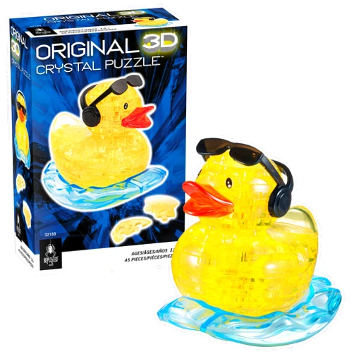 BePuzzled Yellow Rock'n Duck Standard Original 3D Crystal Puzzle, Perfect for Puzzlers Ages 12 and Up, Challenging to Complete and Beautiful to Display, Collect Them All