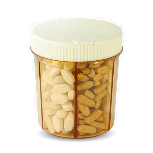 GMS Group Medical Supply, LLC GMS Vitanizer Vitamin & Pill Organizer - 6 Compartment Case with Easy Turn Lid Dispenser - Ideal Travel Pill Organizer - Fits All Size Tablets & Supplements - Sturdy, Safe, UV Protective Plastic