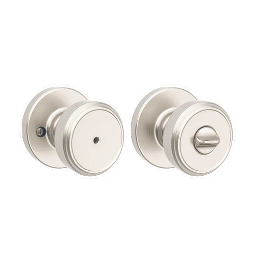 Kwikset Maven Interior Privacy Door Knob with Lock, Round Door Handle for Bathroom and Bedroom, Satin Nickel Keyless Turn Lock Doorknob, with Microban Protection