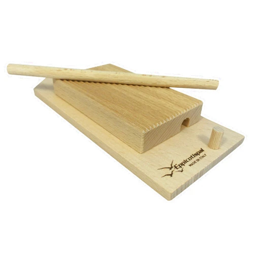 Eppicotispai Garganelli and Gnocchi Stripper with Paddle, Natural Beechwood, Brown