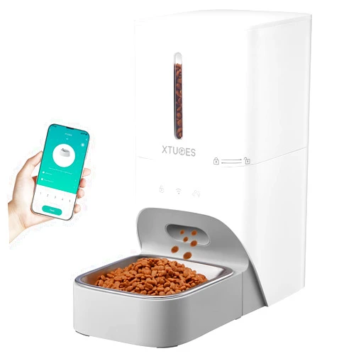 XTUOES Automatic Cat Feeders,4L Pet Dry Food Dispenser with 2.4G WiFi App Enabled Automatic Pet Feeder for Cat & Dog,Timed Cat Feeder Program 1-10 Meals and 30s Meal Call,Control Pet Feeder for Dry Food