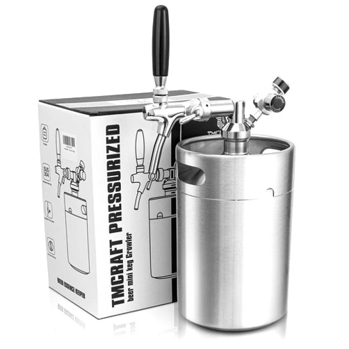 TMCRAFT 170oz Mini Keg Growler, Pressurized Stainless Steel Home Keg Kit System with Adjustable Faucet Keeps Fresh and Carbonation for Homebrew, Craft and Draft Beer