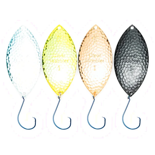 ETIC Clear Wobbler Hammered Magnum Fishing Spoons Kit 100% Made of Brass, 4pcs Fishing Lures, Fishing Tackle, Fishing Gear, Fishing Lures for Trout, Pike, Walleye, Bass, Salmon and Mores