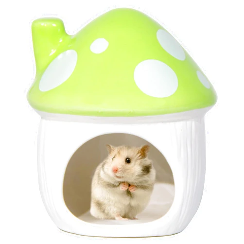 Woleigiao Ceramic Mushroom Hamster Hideout - Hamster Habitat for Hamsters Chinchillas Hedgehogs and Gerbils Mouse Small Pet Guinea Pigs House Hamster Bed (Green)