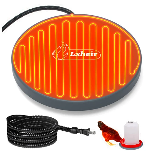 Lxheir Chicken Water Heater, 13'' Heated Base for Metal Plastic Poultry Founts Waterer 3-5 Gallons, Poultry Water Heater Base for Chicken Turkey Goose Duck Pigeon Drinker in Winter Grey