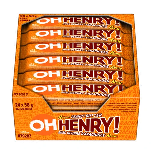 HERSHEY'S OH HENRY! Chocolatey Candy Bars with Peanut Butter, 24 Count