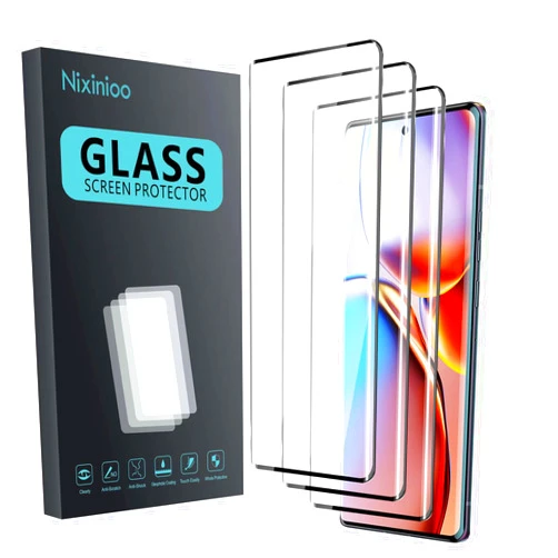 Nixinioo 3 Pack Tempered Glass Screen Protector for Motorola Moto Edge+ / Plus 2023, Anti-Fingerprint, 9H Hardness, Scratch Resistant, 3D Curved Tempered Glass Film, HD Clear