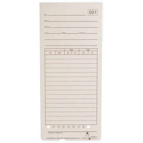 Acroprint 09-9115-000 Time Cards for ATR480 Time Clock, 50 Count(Pack of 1)