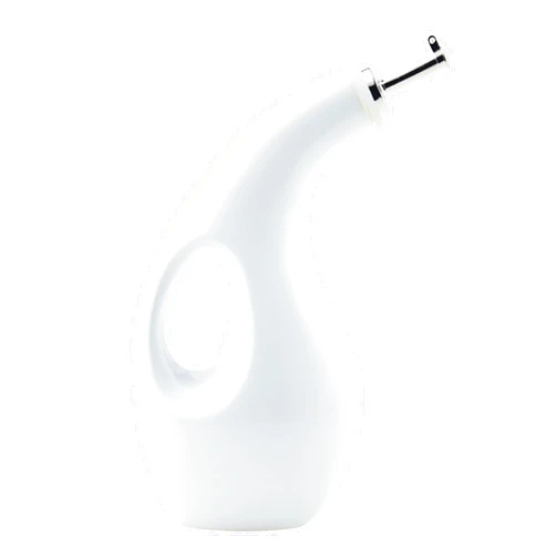 Rachael Ray Ceramic EVOO Oil and Vinegar Dispensing Bottle with Spout, 24 Ounce, White