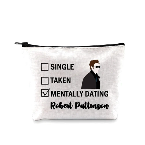 G2TUP Robert P Inspired Gift Mentally Dating Robert P Makeup Bag Edward Fan Cosmetic Bag Robert P Merch (Robert P White Bag)