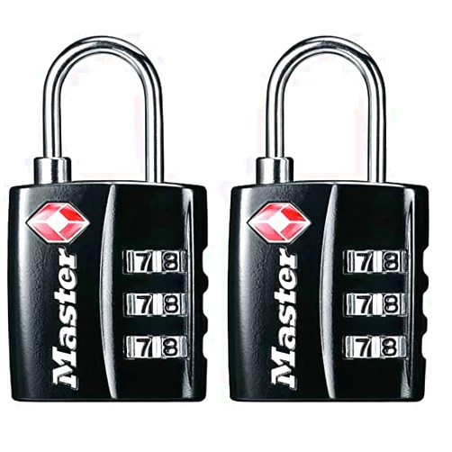 Master Lock 4680DBLK TSA-Approved Luggage Lock, 1-3/16-in. Wide, Black (Pack of 2)