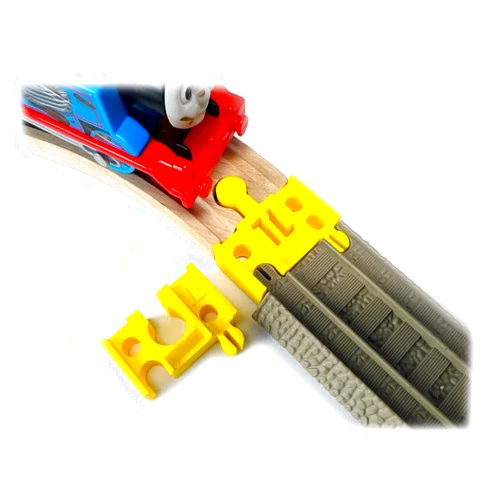 TrainLab Adapters Compatible with Trackmaster (Brown 2009) to Wooden Railway Train Tracks (2pc) (Yellow)