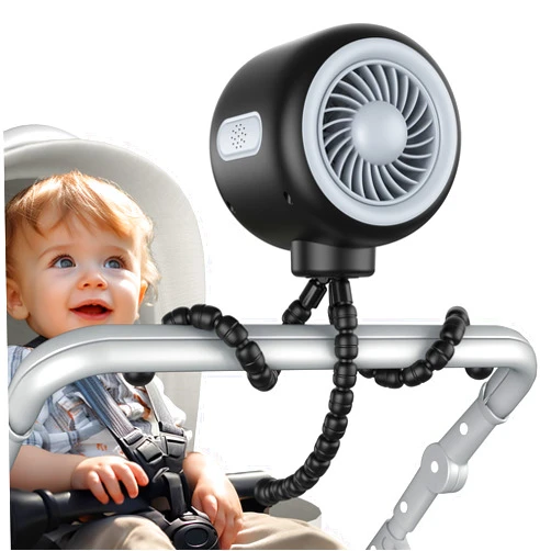 Koonie Portable Stroller Fan with Flexible Tripod Clip-on for Baby，2000Mah Rechargeable Battery Operated Fan with 3 Speeds, USB Camping Fan for Travel, Car Seat, Desk，Crib Bike Treadmill
