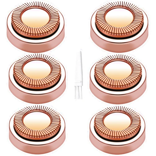 BECHY Facial Hair Remover Replacement Heads Gen 1 for Finishing Touch Flawless Facial Hair Removal,Effective Compatible with Flawless Shaver Tool for Women 18K Gold-Plated Rose Gold, 6 pcs,As Seen On TV.