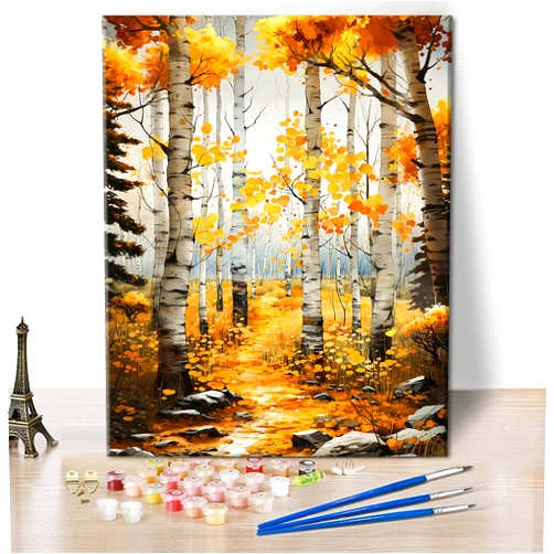 TUMOVO Paint by Number for Adults Forest Paint by Numbers Birch Adult Paint by Number Kits Autumn Painting by Numbers for DIY Painting Kit Adults Paint by Number Canvas Arts Craft, 16 x20 Inch