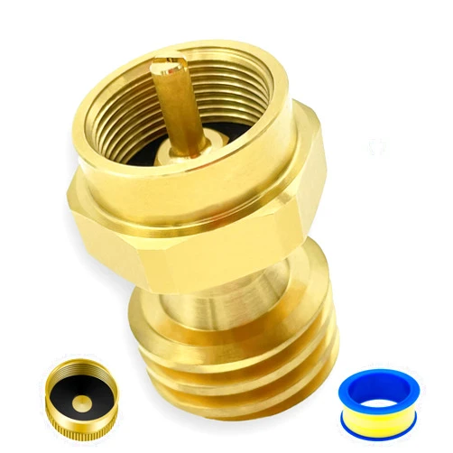 KERUKEXI 1LB Propane Tank Gas Canister Lace Adapter for Disposable Throwaway Cylinder, ACME Male & POL Female Thread Connect with 20LB - 30LB LP Gas Steel Bottle or BBQ Grill (Hexagon Tank Refill)