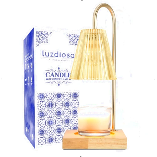 Luzdiosa Candle Warmer Lamp with 3 Bulbs, Vintage Electric Candle Lamp Warmer, Mothers Day Presents for Mom, House Warming Decor, Dimmable Candle Melter for Scented Wax, Amber