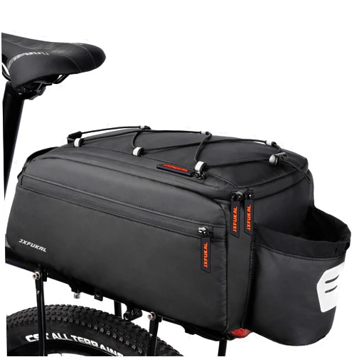 JXFUKAL Bike Bags for Bicycle Rear rack, 13L Supportive Bike Rack Bag Built-in Rigid side & Base Panel, Waterproof Reflective Ebike Trunk Pannier Saddle Seat Bag Carrier for Commuter Travel Outdoor
