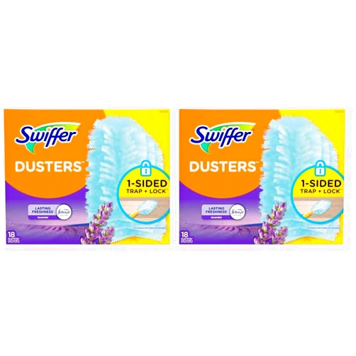 Swiffer Dusters, Ceiling Fan Duster, Multi Surface Refills with Febreze Lavender, 18 Count (Pack of 2)