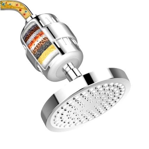 FEELSO Shower Head and 15 Stage Shower Filter, High Output Hard Water Softener Showerhead with Filter Cartridge for Hard Water Remove Chlorine and Harmful Substances