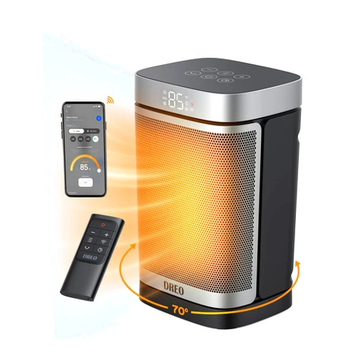 Dreo 1500W Smart Space Heaters for Indoor Use, Portable Heater with 70°Oscillation, WiFi Alexa & Google Assistant Electric Heater, with Thermostat & Remote, Safety Small Heater for Office Home