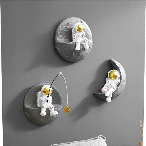 AWNR 3 Pcs Astronauts Wall Sculpture Decor for Modern Home Decor Background 3D Wall Decorations for Living Room Sofa Bedroom Wall Decor Outer Space Theme Wall Decor for Kids Room