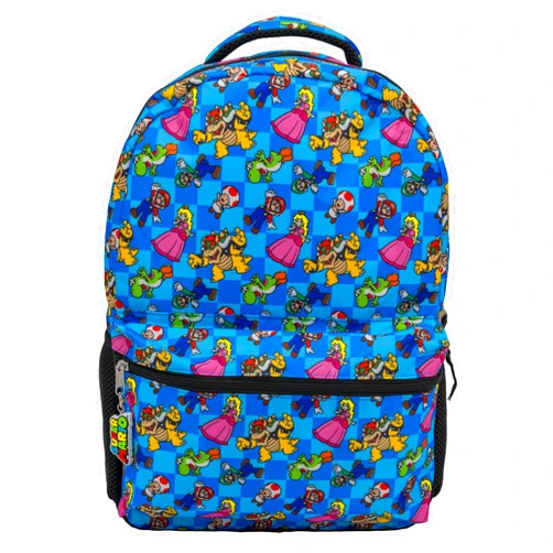 AI ACCESSORY INNOVATIONS Super Mario Backpack for Boys & Girls, School Bag with Front Pocket, Allover Character Print Gaming Bookbag with Padded Back and Adjustable Mesh Straps, Interior Laptop Pocket…