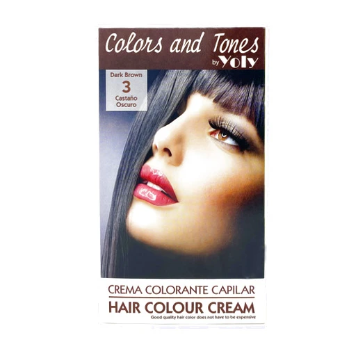 Yoly Color and Tones Permanent Hair Color Cream - 3 Dark Brown - Deep, Rich Shades - Long-Lasting Vibrance - Easy-to-Apply Formula