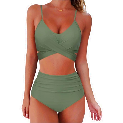 SUUKSESS Women Wrap Bikini Set Push Up High Waisted 2 Piece Swimsuits