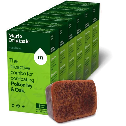Marie Originals Poison Ivy Soap Bar | All Natural Poison Ivy Treatment | Anti-Itch Skin Cleanser Bar Wash for Poison Ivy, Poison Oak & Sumac | Soothes & Relieves Rashes | 2.9 Ounces (6 Bars)