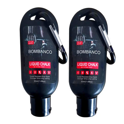BOMBANCO 2 Packs 50ml Liquid Chalk, Gym Chalk Strong Hand Grip for Gym, Weightlifting, Rock Climbing, Gymnastics, Rock Climbing, Dries in Seconds, Sweat-Resistant Long Lasting Effect