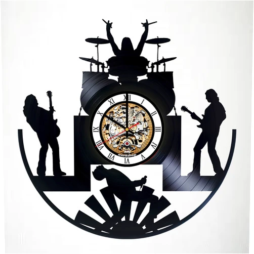 Toffy Workshop Wall Clock Compatible with Vinyl Record Rock Music Decor - Exciting Guest Room Decor idea for Children, Adults, Men and Women - Unique Music Art Design