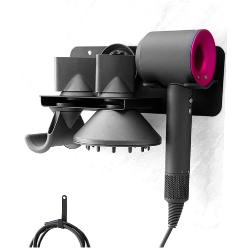 Dysolve Hair Dryer Holder Wall Mount for Dyson Supersonic Airwrap Hair Dryer, Metal Blow Dryer Stand Attachments Storage for Bathroom and Salon, Black