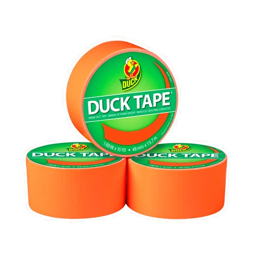 Duck 285916 Color Duct Tape 3-Pack, 1.88 Inches x 15 Yards, 45 Yards Total, 3-Roll Pack, Neon Orange, 3 Piece