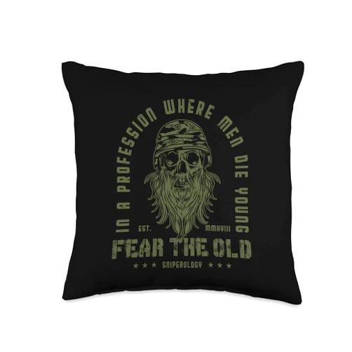 Böser Alter Mann I Totenkopf Veteran Motiv Fear Den Old Man I Army I Skull I Soldier I Men Throw Pillow
