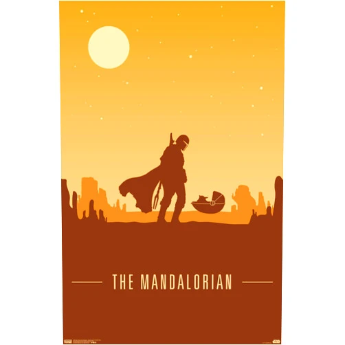 Trends International Star Wars: The Mandalorian - Mando and The Child At Dusk Wall Poster, 22.375