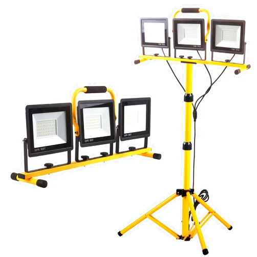 GUWELL 22000 Lumen Work Lights with Stand, 3 Head Portable LED Work Light, with Adjustable&Foldable Tripod Stand, IP66 Waterproof Lamp for Outdoor Indoor Job Site Workshop Garage Construction Site Lighting