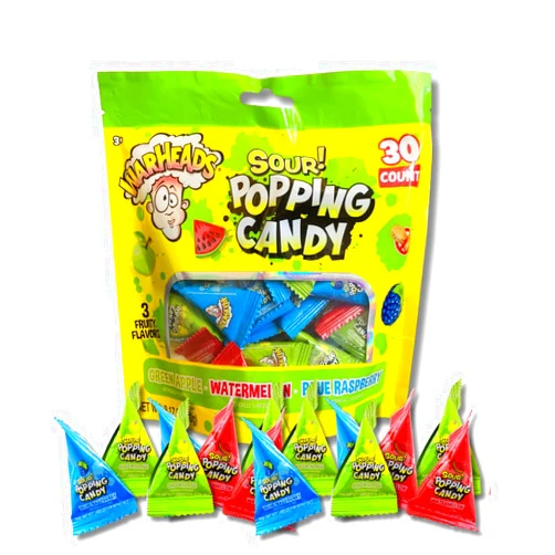 LYZA'S SWEETS & TREATS Warheads Popping Candies - Super Sour Fizzy Candy - Blue Raspberry, Green Apple, & Watermelon Flavors - 30 Count Bag by Lyza's Sweets & Treats