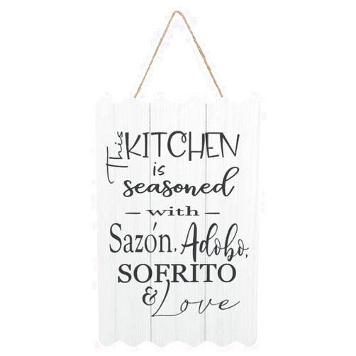 By Unbranded Wood Sign This Kitchen is Seasoned with Sazon Adobo Sofrito & Love La Cocina The Kitchen Spanish Puerto Rican Kitchen Wall Decor Hanging Sign