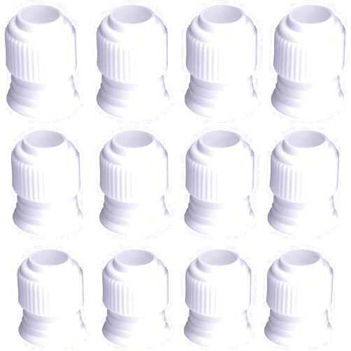 Shappy 12 Pcs Coupler Piping Bag Plastic Standard Couplers Cake Decorating Coupler Pipe Tip Coupler for Frosting Icing Nozzles, (1.2 x 1 Inch)